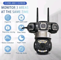 3 Screen PTZ Triple 4G/5G Sim Wireless Outdoor Dual Lens CCTV Camera with Three Side View | 360° | Dark Vision | Motion Detection| Siren Alarm| Outdoor