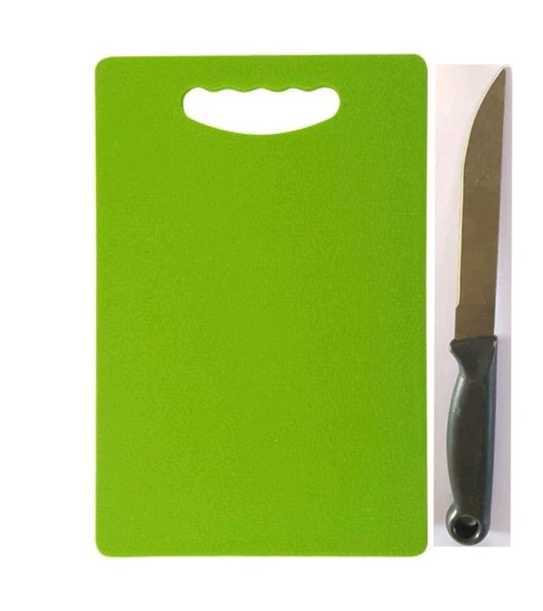 Premium Plastic Chopping Board with 1 Knife, Green