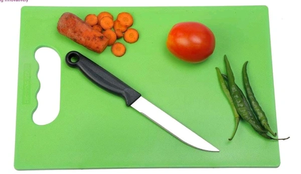 Premium Plastic Chopping Board with 1 Knife, Green