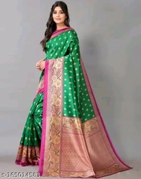kanjeevaram art silk Green Lace 