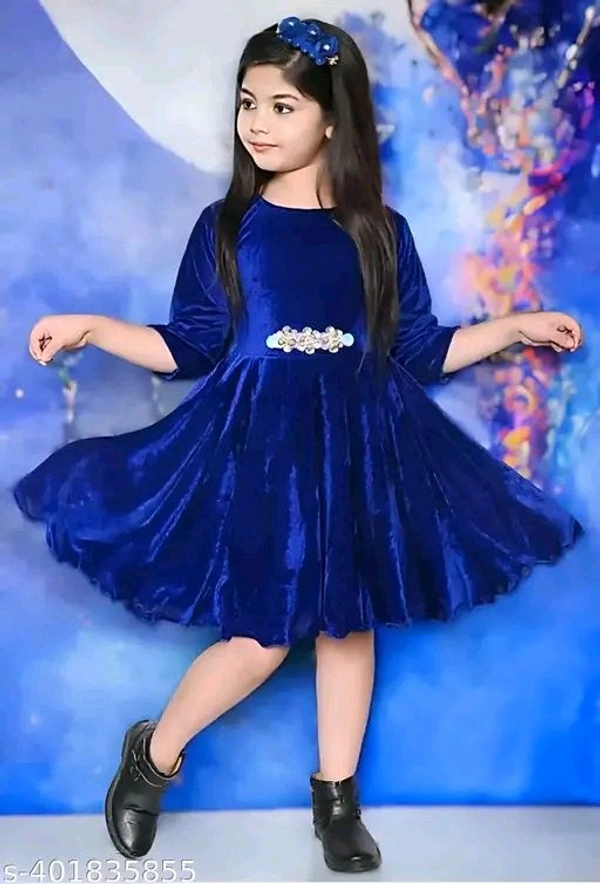 Tinkle Fancy Flowsome Girls Velvet Party Dress - 9 Years