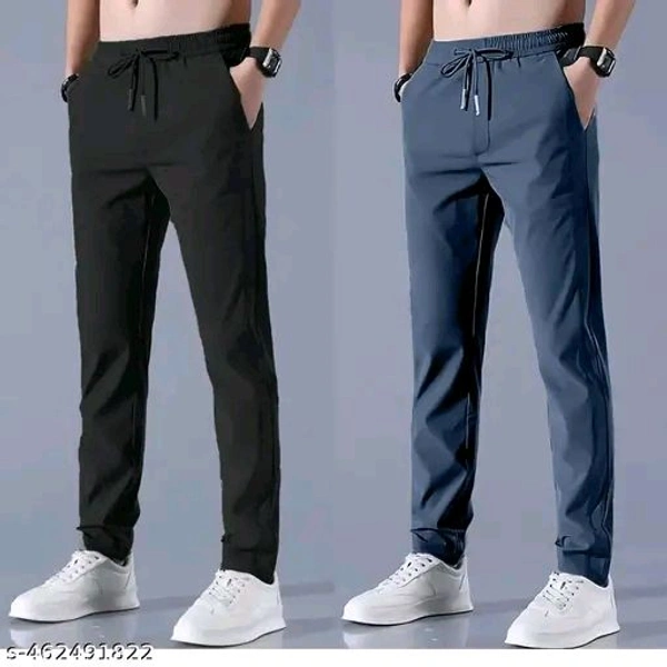 Black and Grey Color new style Gents open bottom Lower Male jogging Track Pants  Pack of 2 - 34