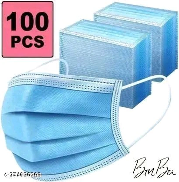 3 Ply Protective Face Mask with Nose Pin,Premium Mask For Men and Women 3 Ply Surgical Disposable Face Mask,Anti-Virus, Anti-Bacteria, Anti-Pollution Mask with Nose Pin/Clip (Blue, Free Size, Pack of 100, 3 Ply)