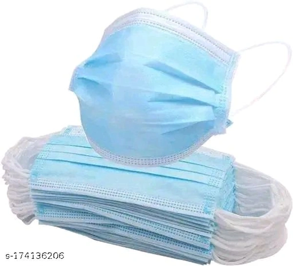3 Ply Protective Face Mask with Nose Pin,Premium Mask For Men and Women 3 Ply Surgical Disposable Face Mask,Anti-Virus, Anti-Bacteria, Anti-Pollution Mask with Nose Pin/Clip (Blue, Free Size, Pack of 100, 3 Ply)