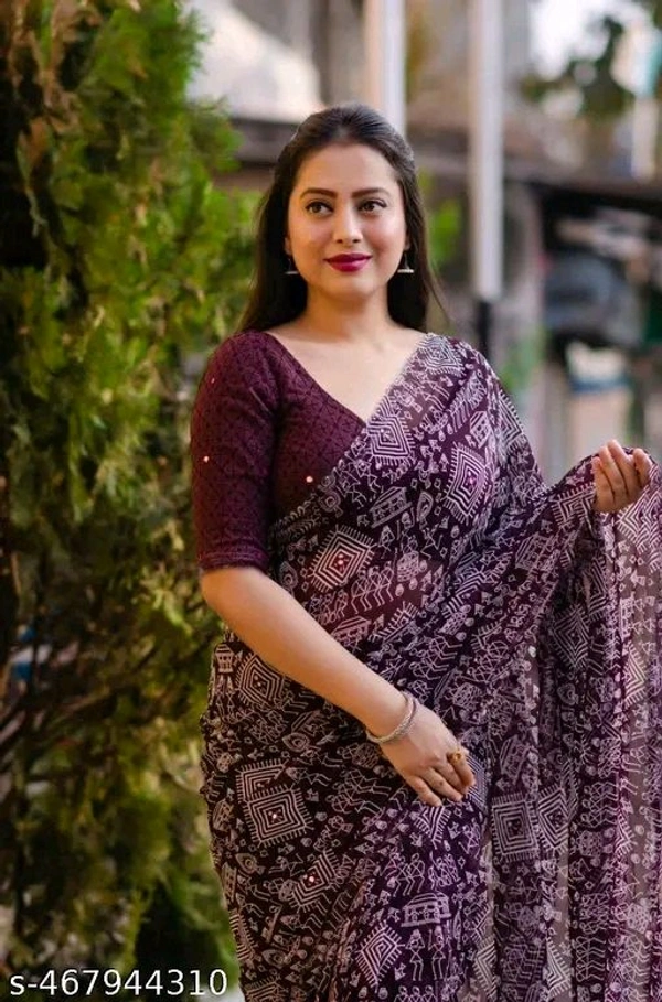 Daily Wear georgette Saree with unstitched Blouse PieceRaniar