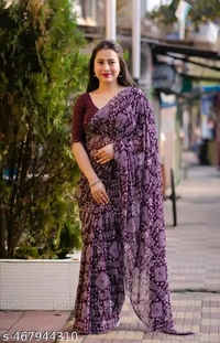 Daily Wear georgette Saree with unstitched Blouse PieceRaniar