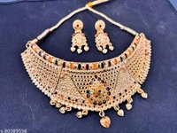 Gold Plated Meenakari work Adustable necklace with Earrings   Jewellery Set 