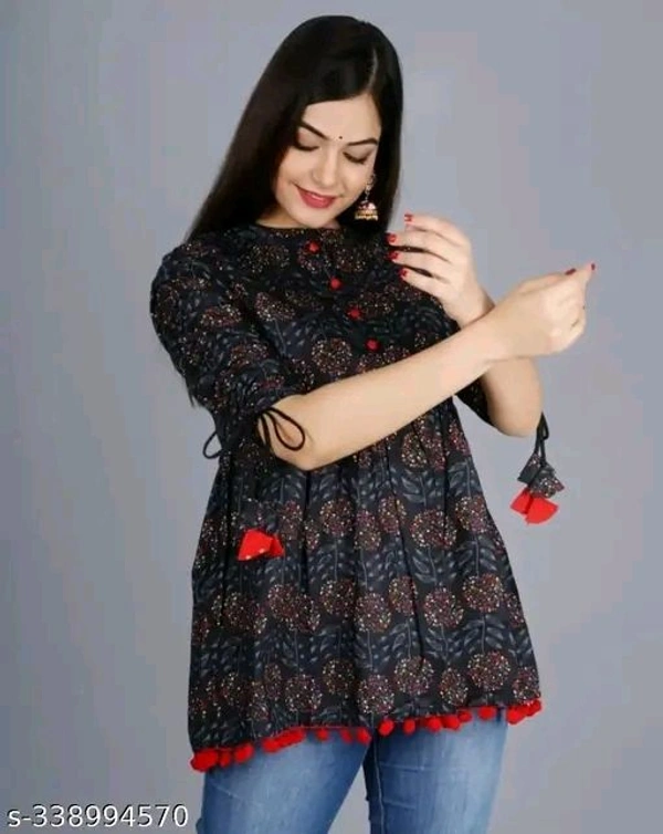 Attractive Black Short Kurti - L
