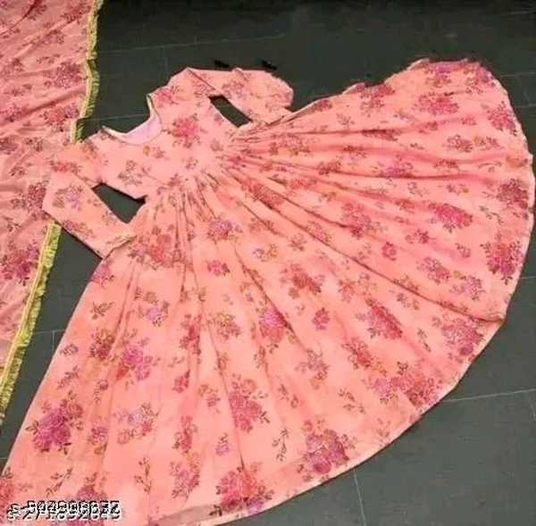 Stylish Fancy Trendy Printed Georgette Gown For Women For Party Wedding Festival Functions - M