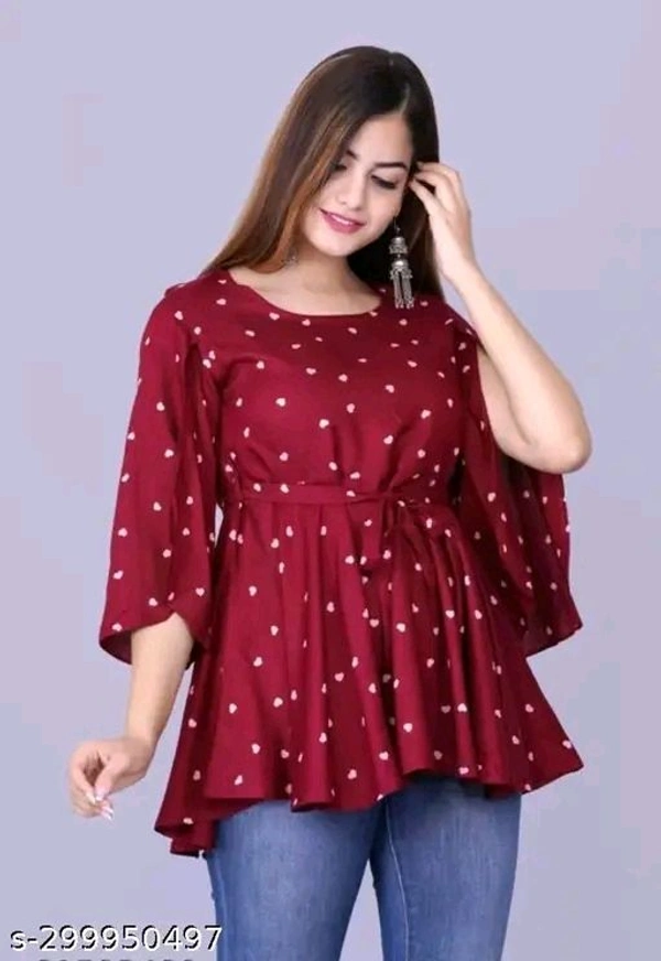 WOMENS STYLISH FRENCH CREPE PRINTED TOP - M