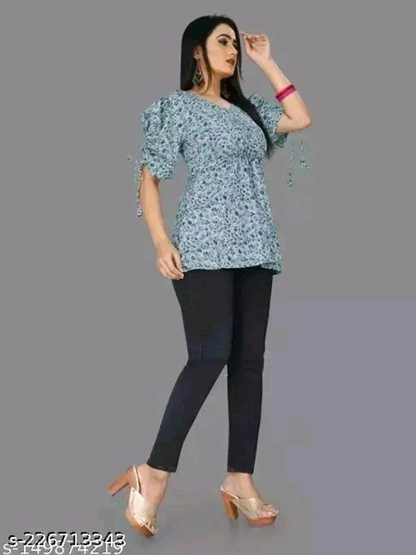 womens Crepe Printed top daily use top partywear top offical top long top festival wear to - M
