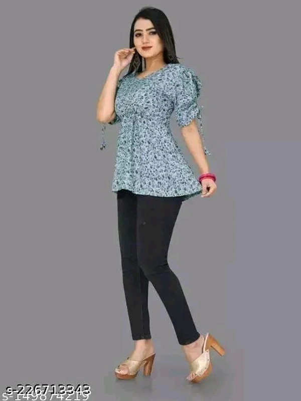 womens Crepe Printed top daily use top partywear top offical top long top festival wear to - M