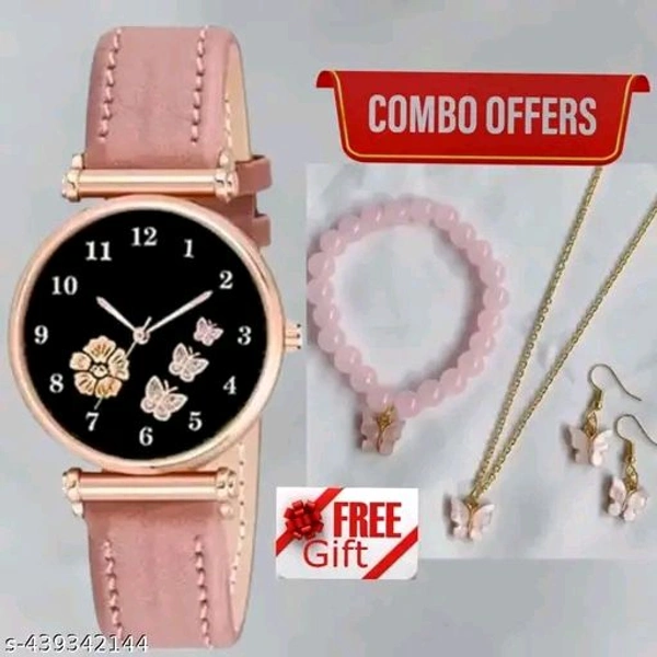 Flower Designer Leather Women's and Girl's Watch Analog Watches And Free Gift