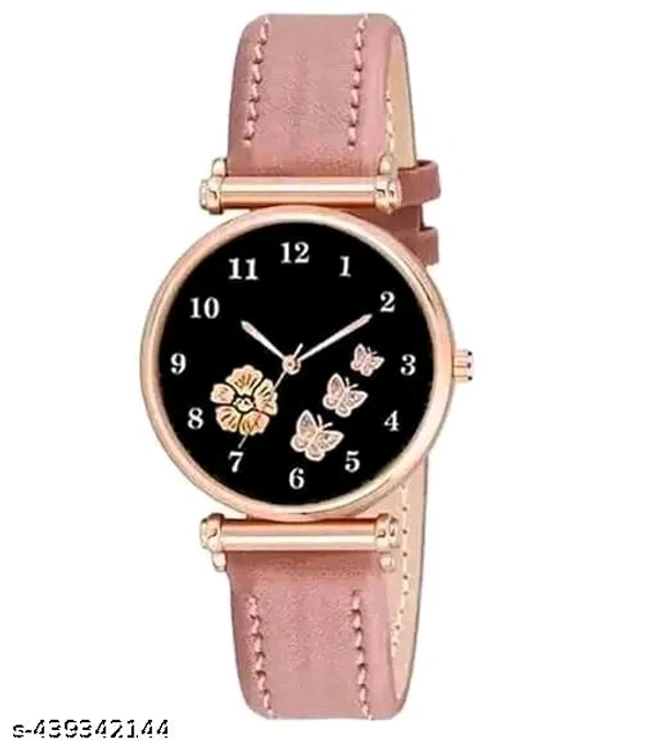 Flower Designer Leather Women's and Girl's Watch Analog Watches And Free Gift