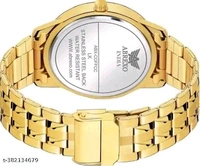 ABREXO, Abx8404-Gold Plated Date Feature Analog watch- Gold King Bracelet - Combo for Men (Pack of 2)