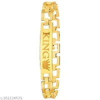 ABREXO, Abx8404-Gold Plated Date Feature Analog watch- Gold King Bracelet - Combo for Men (Pack of 2)