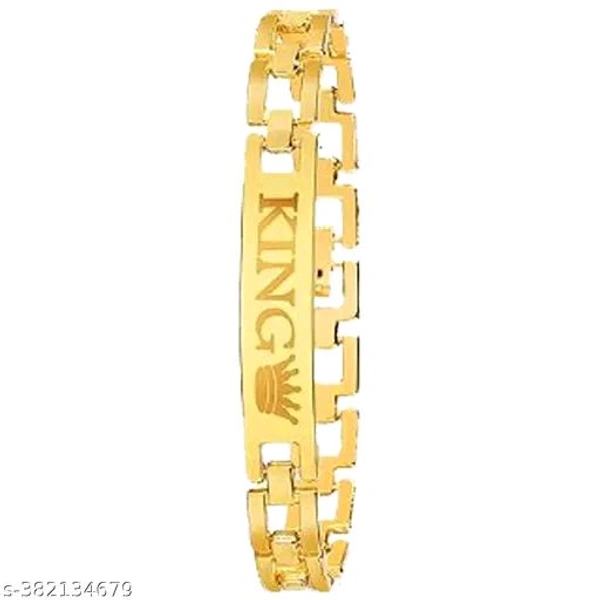 ABREXO, Abx8404-Gold Plated Date Feature Analog watch- Gold King Bracelet - Combo for Men (Pack of 2)