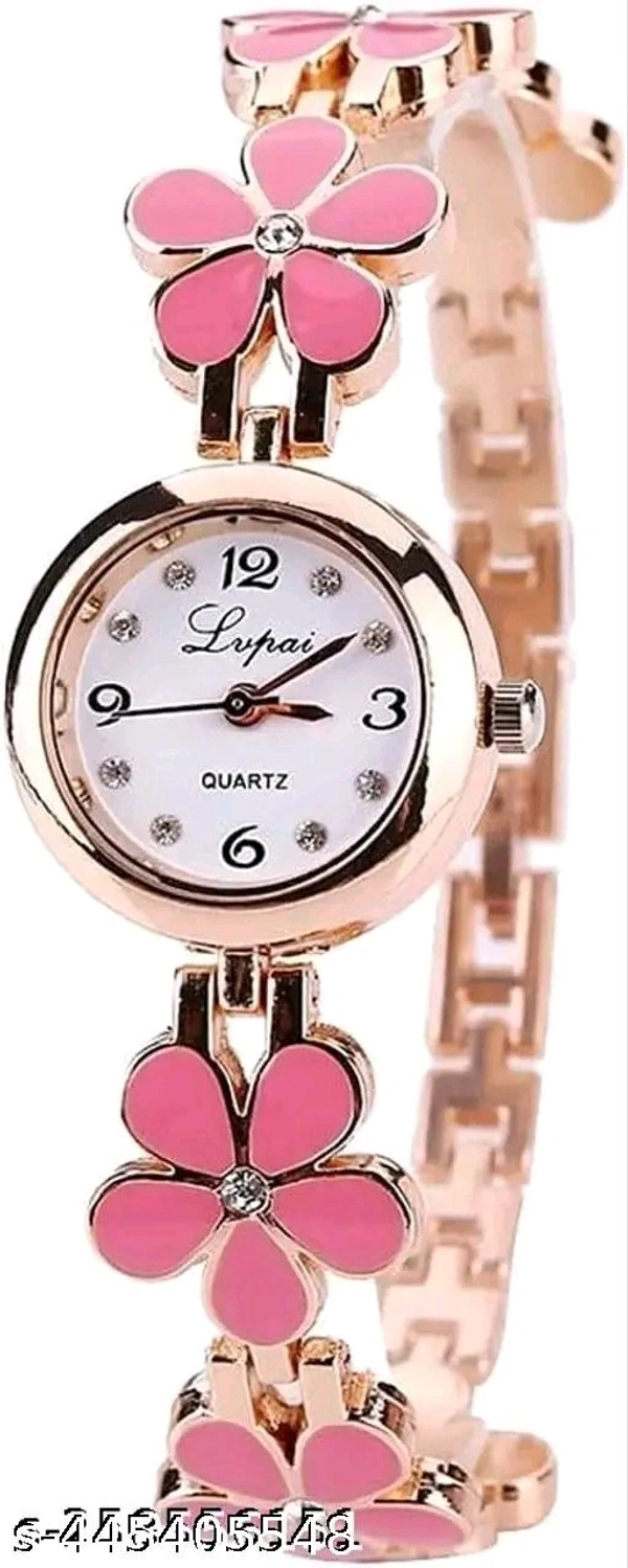 Flower Combo Wrist White Dial Pink Strap Analog Watch for Girls Pack of 3*