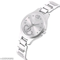 BOLUN Bolun Silver Double Heart Dial Metal Silver Belt Girls watch