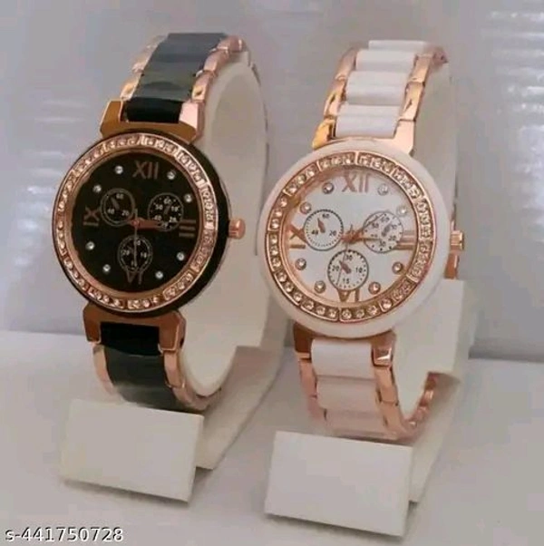Analog Tatan with black mina round dial 2 watch combo for womens or girls