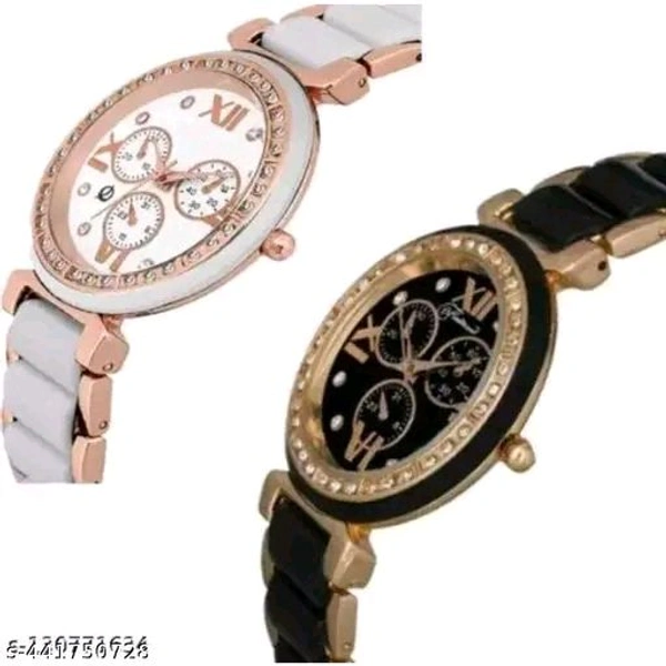 Analog Tatan with black mina round dial 2 watch combo for womens or girls