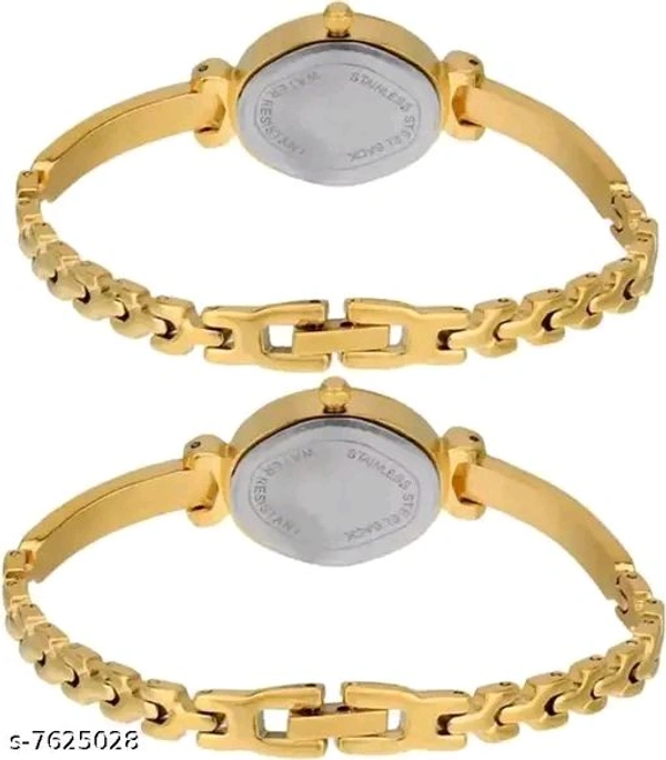 Gold (Pack of 2) Metal Analog Watch for Women