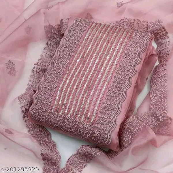 Stylish Organza embroidered Unstitched Suit With Dupatta Set For Women (Pink) || Suit Material || Salwar Suit Fabric || Party Wedding Wear Suit Material || Ethnic Clothing for Girls