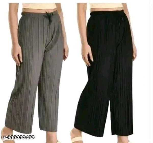 Women Wrinkle Crush Palazzo PLAZZO Pack of 2 - S