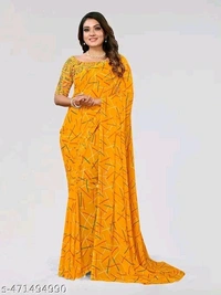 Festive Wear Georgette Printed Women's Saree with Un-stitched Blouse
