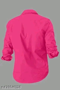 Cotton Shirt for Mens || Plain Solid Full Sleeve Shirt || Regular Fit Mandarin Casual Shirts for Men - L