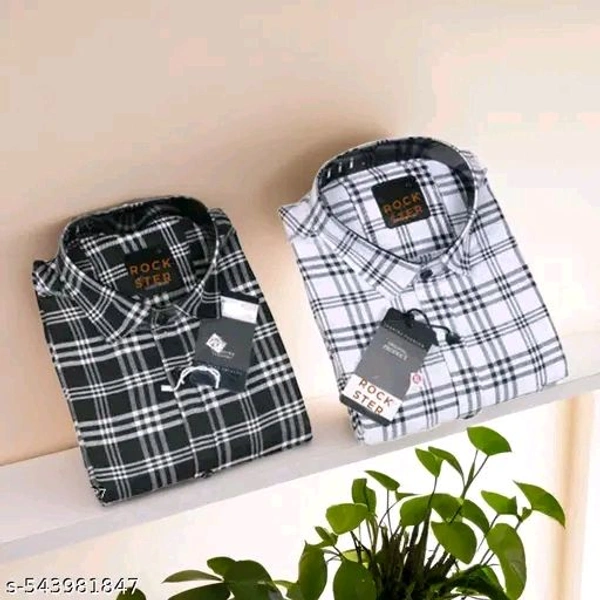 COMCO CHACK PRINT SHIRT FOR MEN COMBO Trendy Fashionable Men Casual Check Shirt trending casual shirts Stylish Check Shirt for MenMen Slim Fit Checkered Spread Collar Casual Shirt - M