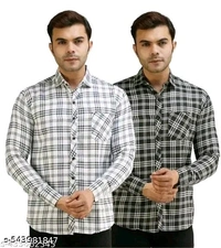 COMCO CHACK PRINT SHIRT FOR MEN COMBO Trendy Fashionable Men Casual Check Shirt trending casual shirts Stylish Check Shirt for MenMen Slim Fit Checkered Spread Collar Casual Shirt - M