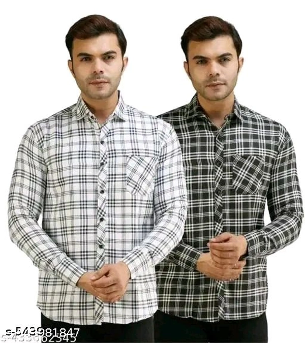 COMCO CHACK PRINT SHIRT FOR MEN COMBO Trendy Fashionable Men Casual Check Shirt trending casual shirts Stylish Check Shirt for MenMen Slim Fit Checkered Spread Collar Casual Shirt - M