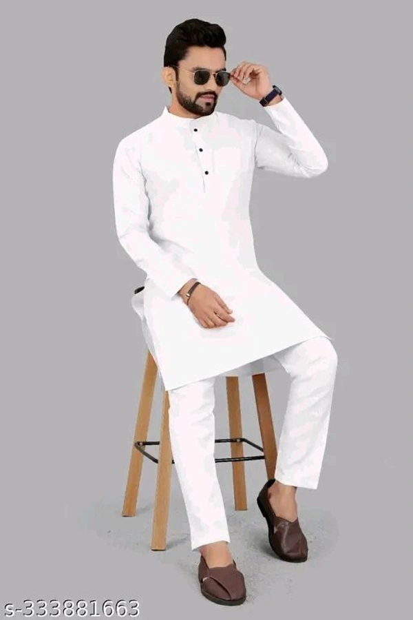 ARTISAN White men Kurta And Pyjama set For 100% Cotton Trendy Classy Essential Comfy Ethnic Fancy Deseigner straiht - M