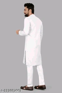 ARTISAN White men Kurta And Pyjama set For 100% Cotton Trendy Classy Essential Comfy Ethnic Fancy Deseigner straiht - M