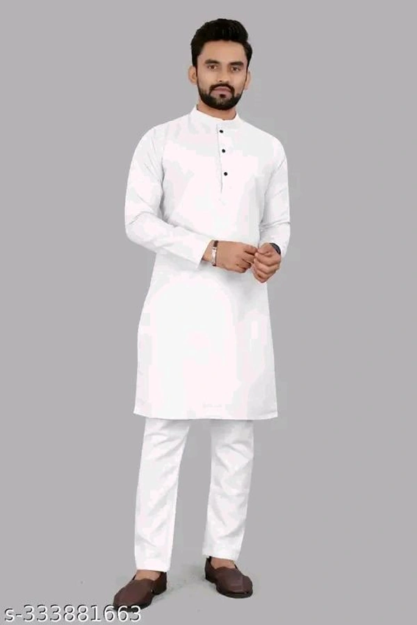 ARTISAN White men Kurta And Pyjama set For 100% Cotton Trendy Classy Essential Comfy Ethnic Fancy Deseigner straiht - M