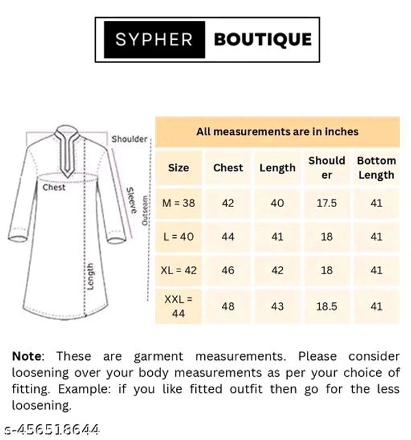 Ethnic Traditional Long Sleeves Solid Mandarin Neck Cotton Blend Men's Kurta Pajama/Pyjama Set - M