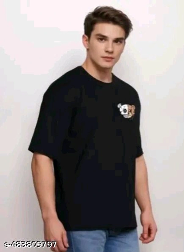 Tshirt for Mens Oversized Happiness Print Black - S