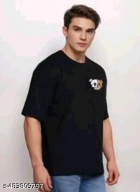 Tshirt for Mens Oversized Happiness Print Black - M