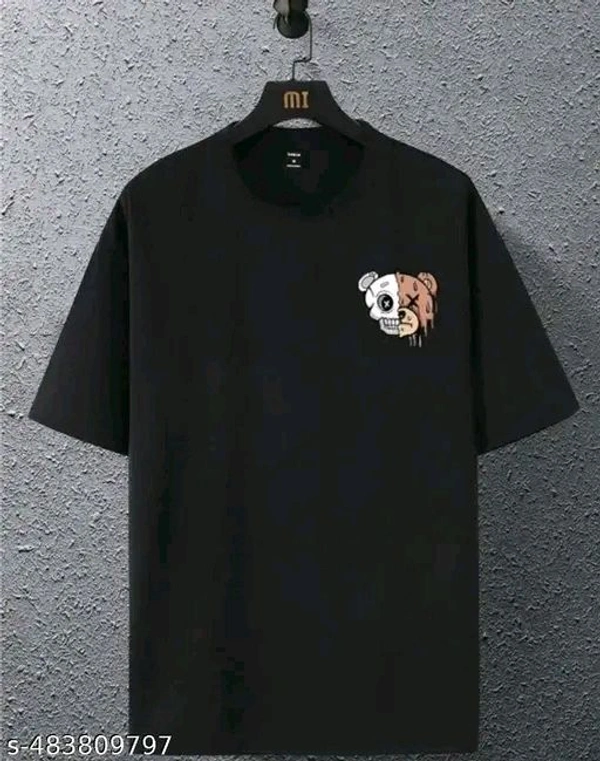 Tshirt for Mens Oversized Happiness Print Black - XXL