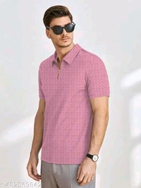 KAJARU MEN SELF DESIGN POLO T SHIRT FOR MEN AND BOYS - M