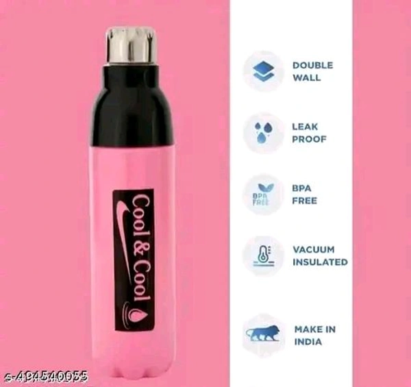 MODERN  NEST, Cool & Cool Plastic Water Bottle Cool King Water Storage Water Bottle Unbreakable Insulated Water Bottle Hot and Cold Beverage (PINK) - 1 Letter