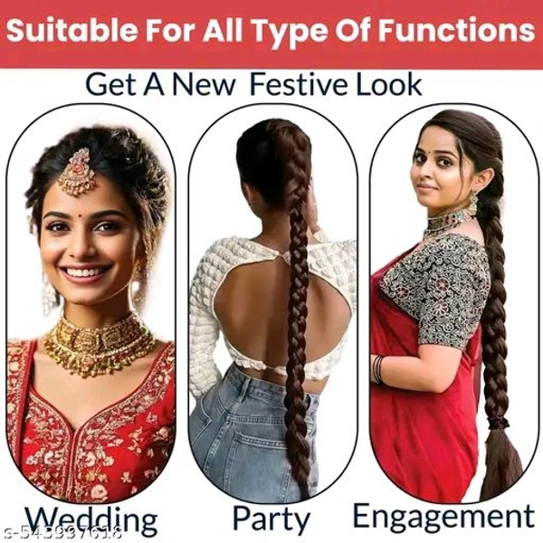 Best moti choti Brown Fake Long choti Extensions Hair for Women & Girls - Savaram Gangawan Cataram Sadaraa Paranda Choti - Nakli Hair Wig for girls long hair wig for women, hair extensions for women - Extra Hair Braid Attachment for Ladies