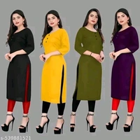 Straight Plain Casual Ethnic Plain A-Line American Crepe Fabric Light Weight Kurtis For Daily Use in Low Price - S