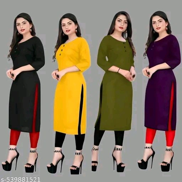 Straight Plain Casual Ethnic Plain A-Line American Crepe Fabric Light Weight Kurtis For Daily Use in Low Price - S