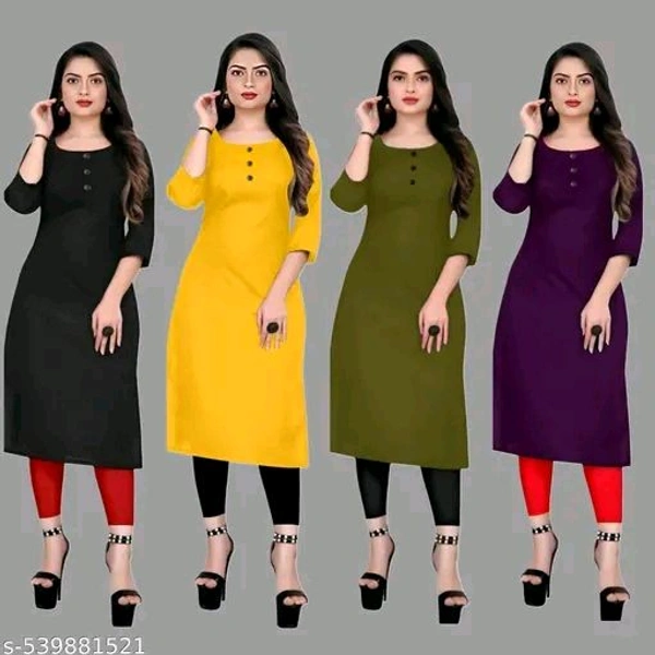 Straight Plain Casual Ethnic Plain A-Line American Crepe Fabric Light Weight Kurtis For Daily Use in Low Price - L
