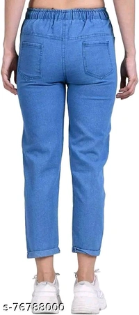 Women Denim Jeans Jogger Elastic Waist Drawstring Stretch Side Pockets Bang Light and Star Dark Casual Jeans Pack Of 2 - 30