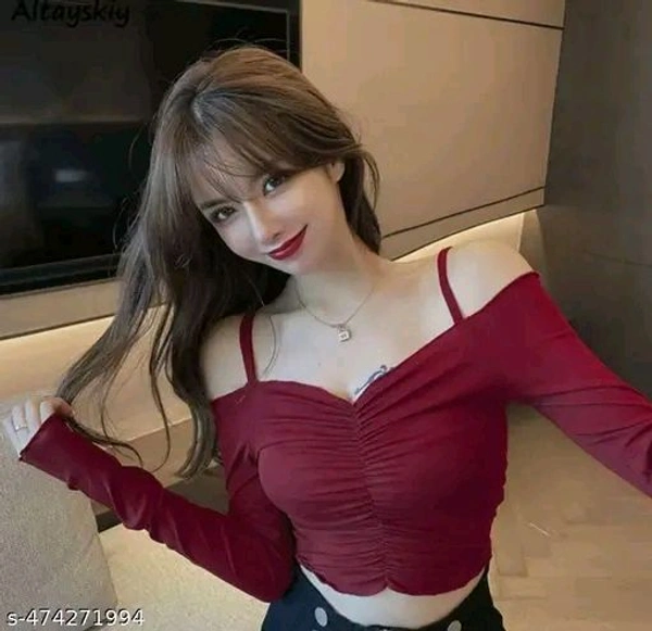 Trendy casual stylish top full sleeve off solder - XL