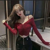 Trendy casual stylish top full sleeve off solder - XL