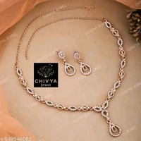 Special Rose Gold & Silver Plated Choker set with matching pair of Earrings combo for women and girls